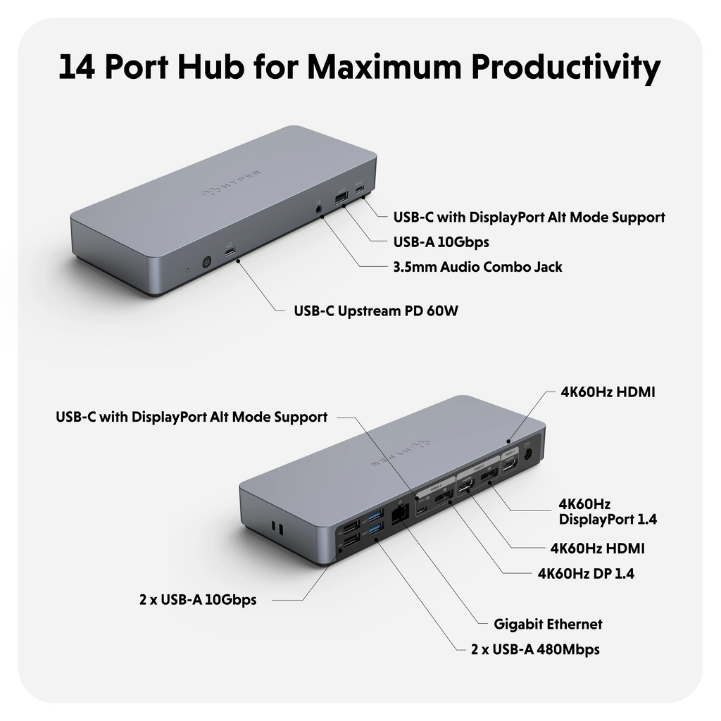 14 Port Hub for Maximum Productivity