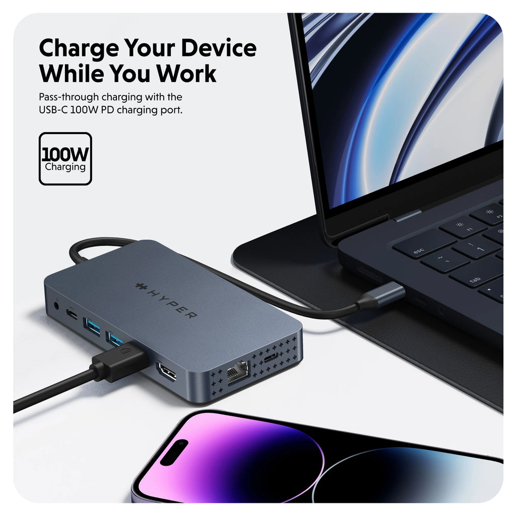 Charge Your Device While You Work - Pass-through charging with the USB-C 100W PD charging port