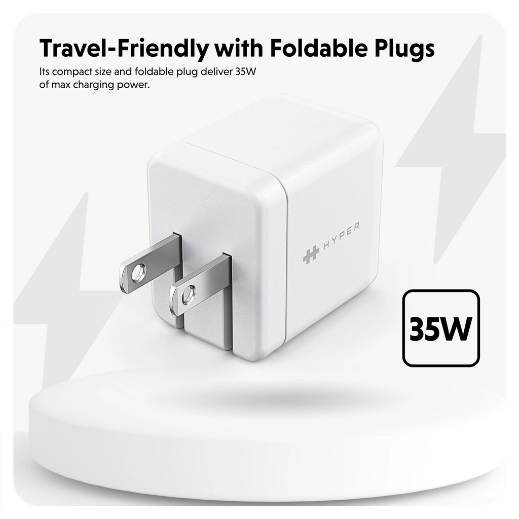 Charge On the Go Bundle - HyperJuice 35W GaN Charger and 2M USB-C Cabl –