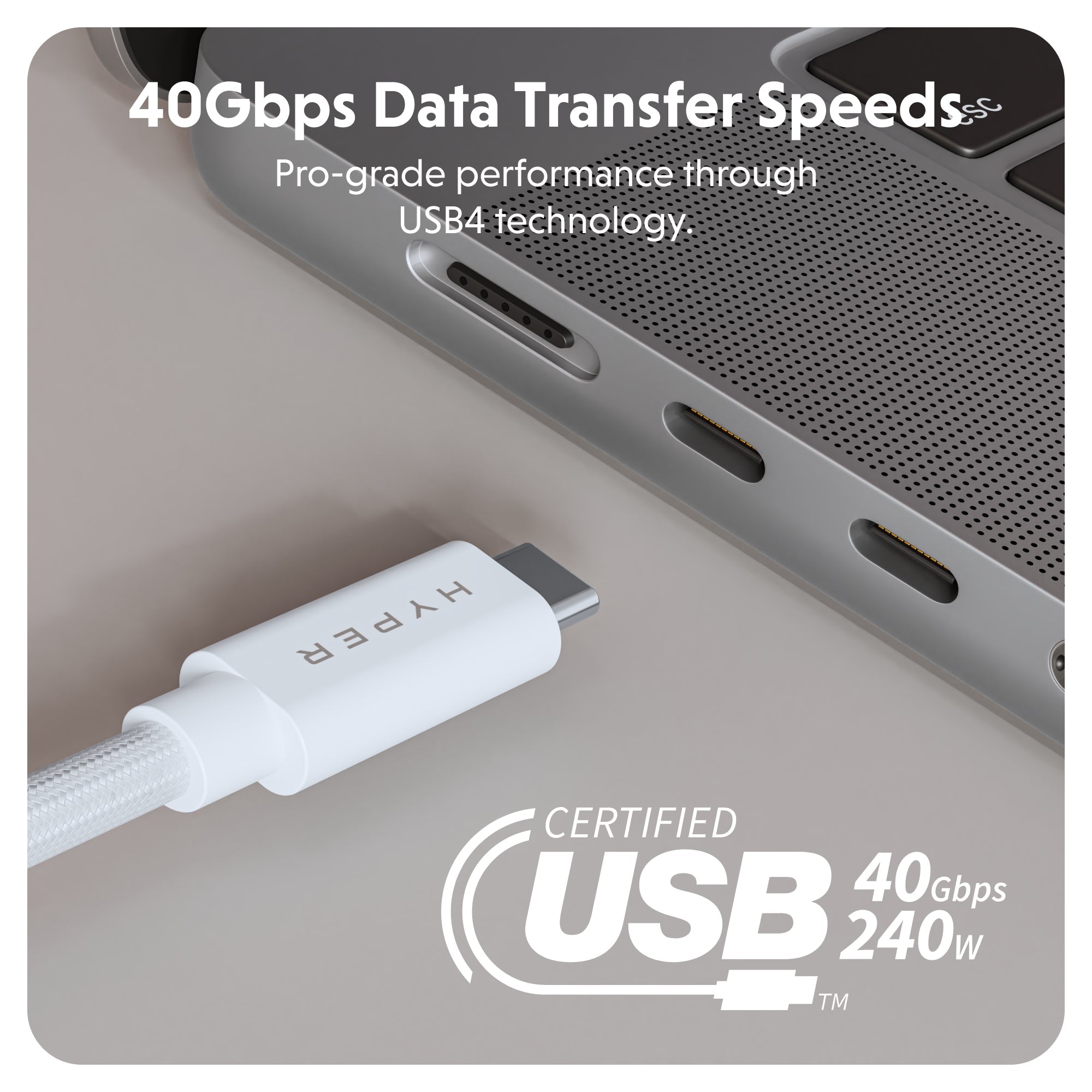 HyperDrive Next USB4 Type - C Performance Cable (1.2m/4ft) - HyperShop.com