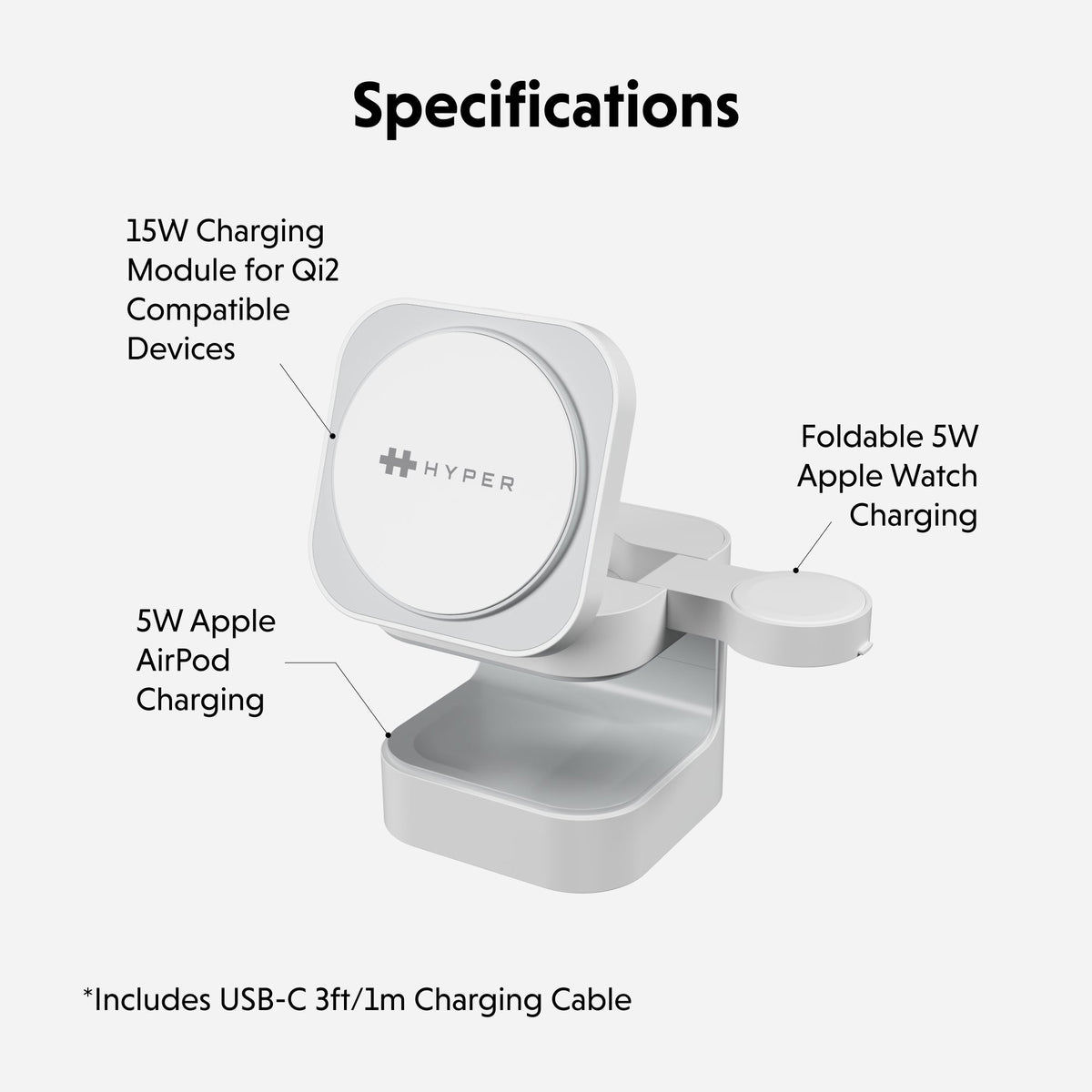 HyperJuice Qi2 3 - in - 1 Magnetic Charging Stand - HyperShop.com