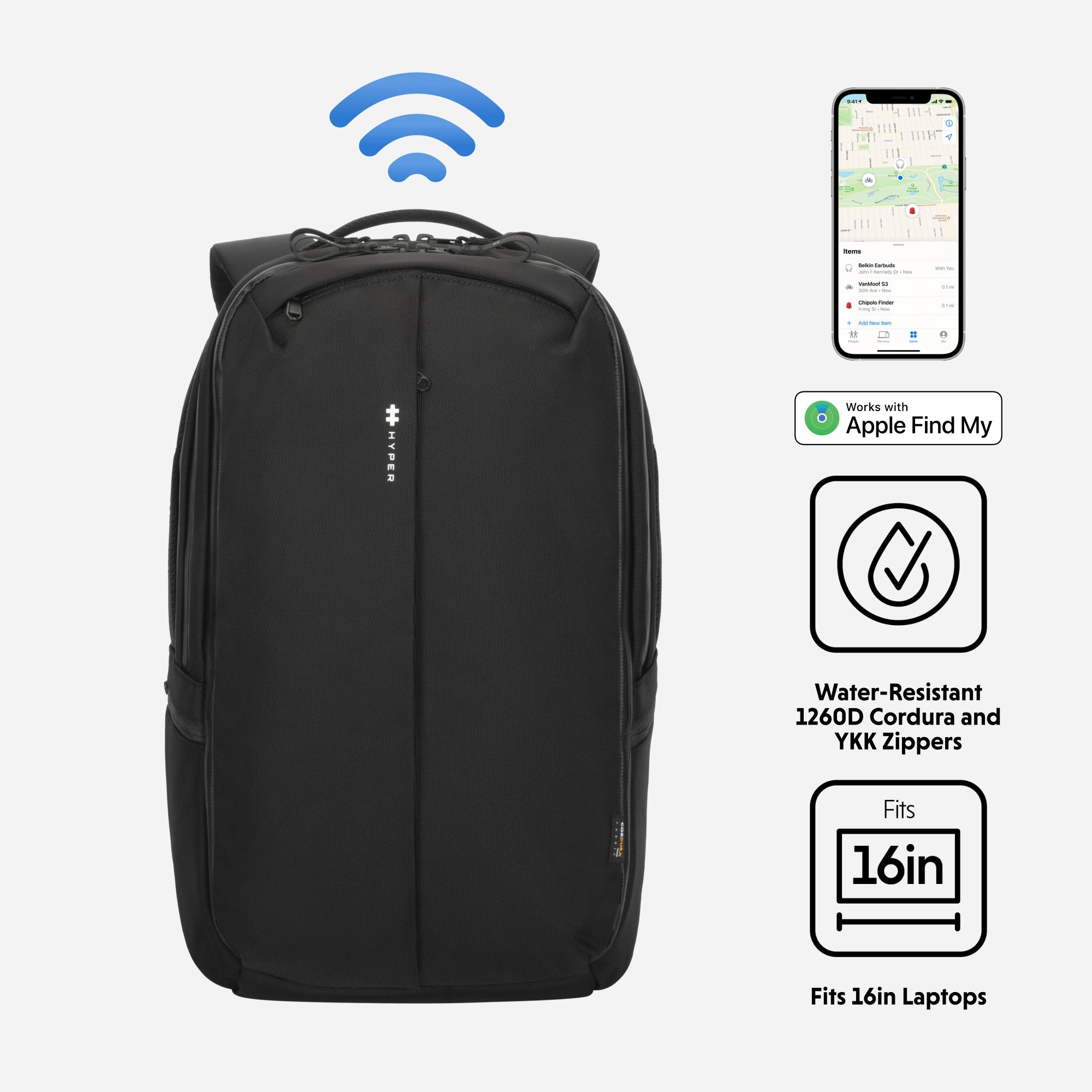 HYPERPACK PRO 16インチ ブラック HyperPack Pro Backpack w/ Apple Find My – HyperShop.com
