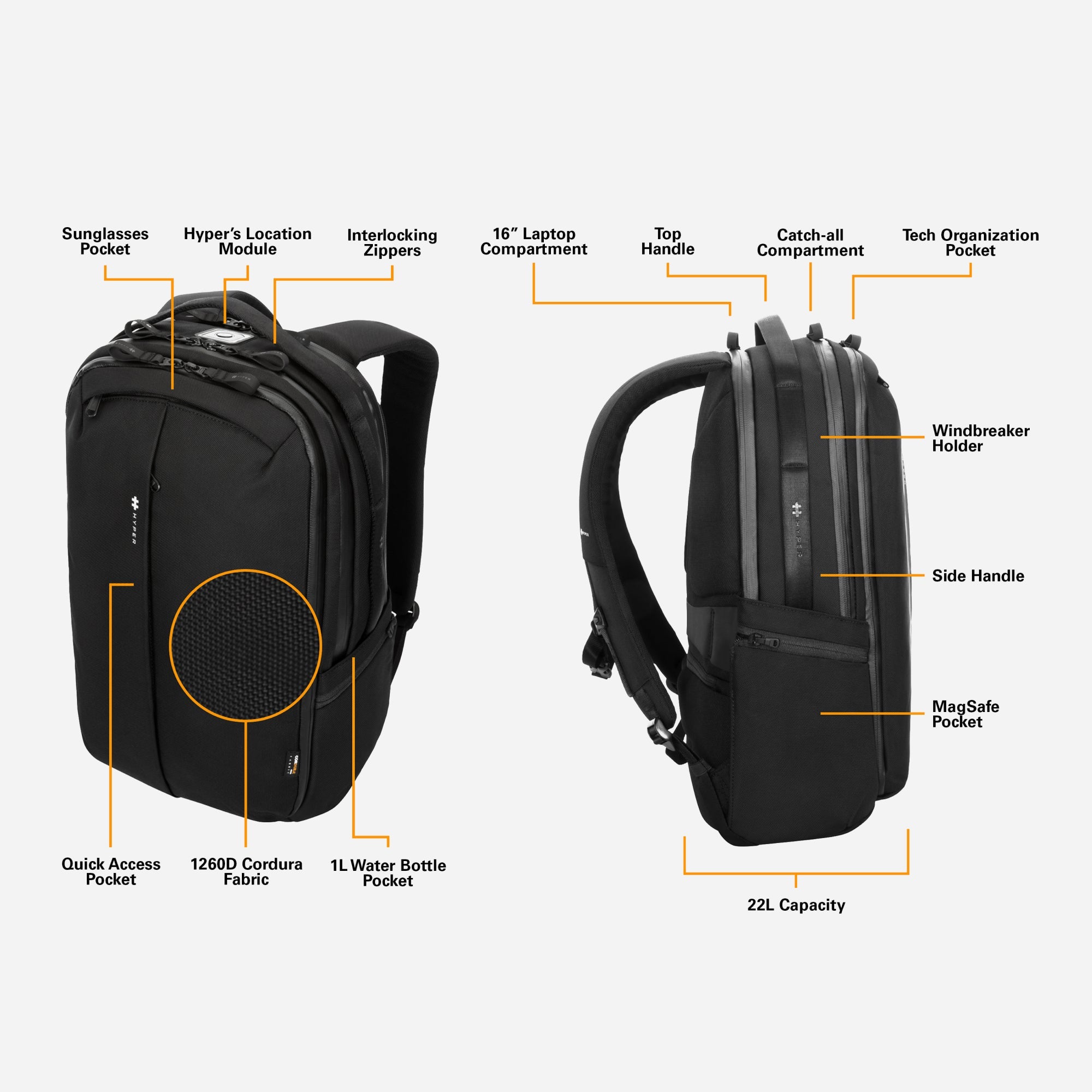 HyperPack Pro Backpack w/ Apple Find My – HyperShop.com