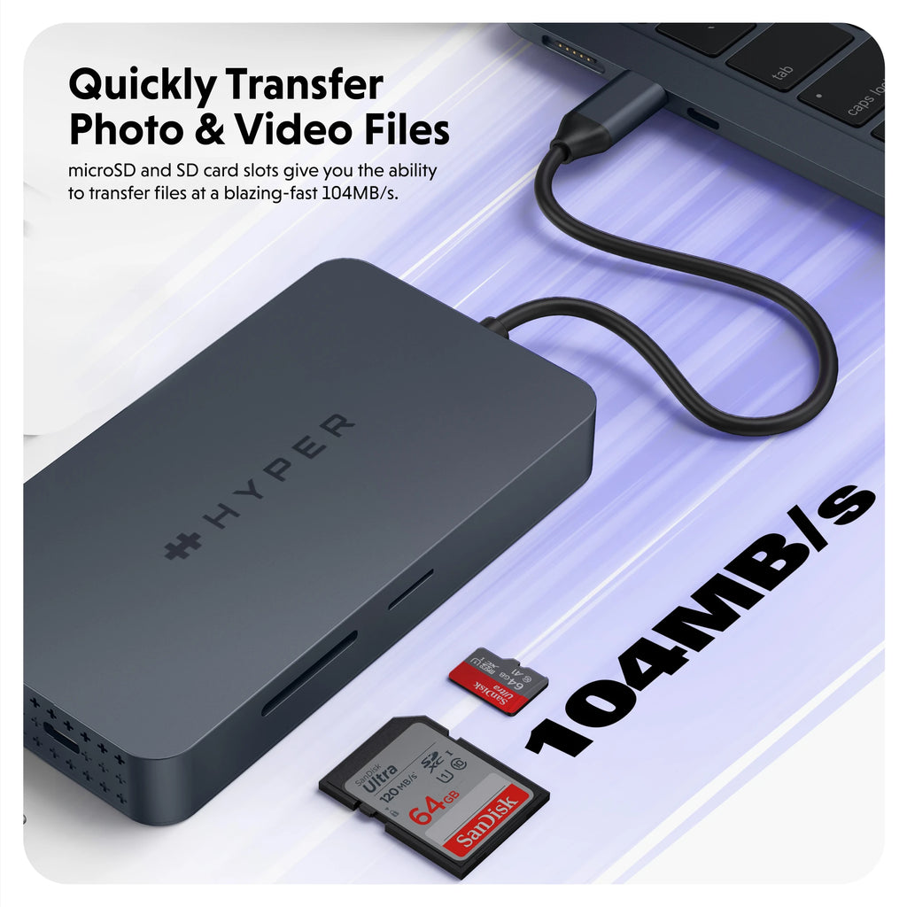 Quickly Transfer Photo & Video Files - microSD and SD card slots give you the ability to transfer files at a blazing-fast 104MB/s