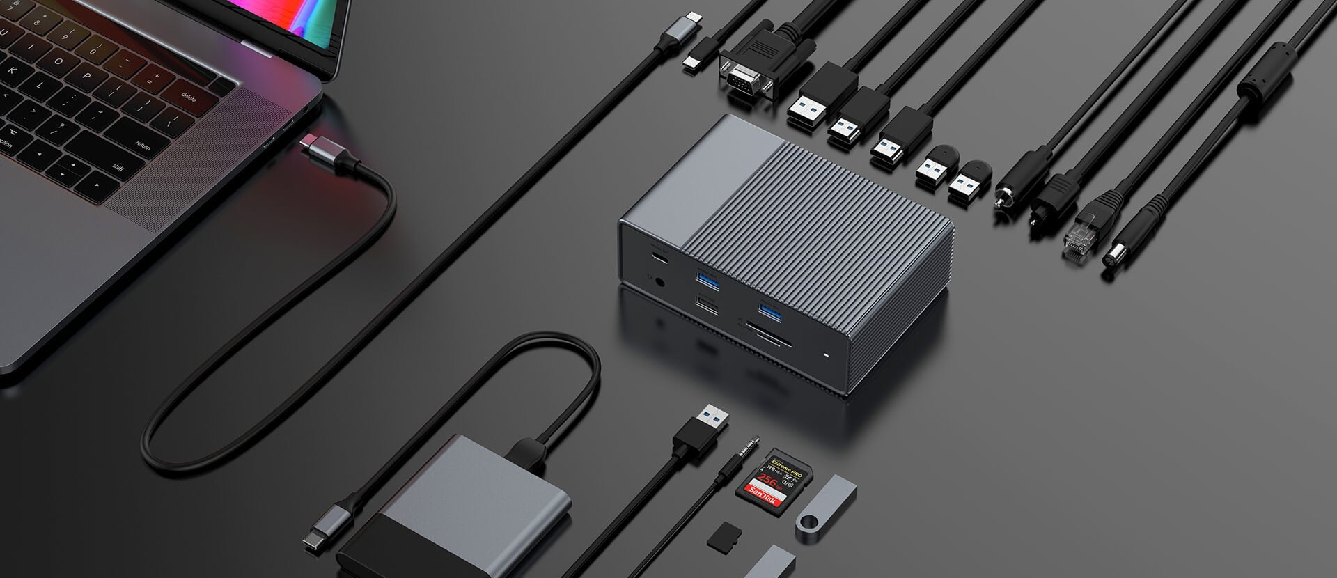 分配器・切替器 HYPER DRIVE GEN2 USB-C HUB 18-in-1 HyperDrive GEN2 18-Port USB-C Docking Station + 180W Power Adapter